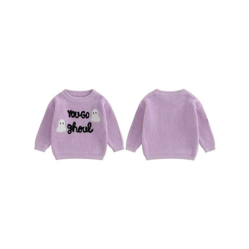 Baby Girl Sweater Halloween Ghost Letters Embroidery 12-24 Months Loicainy Style 10