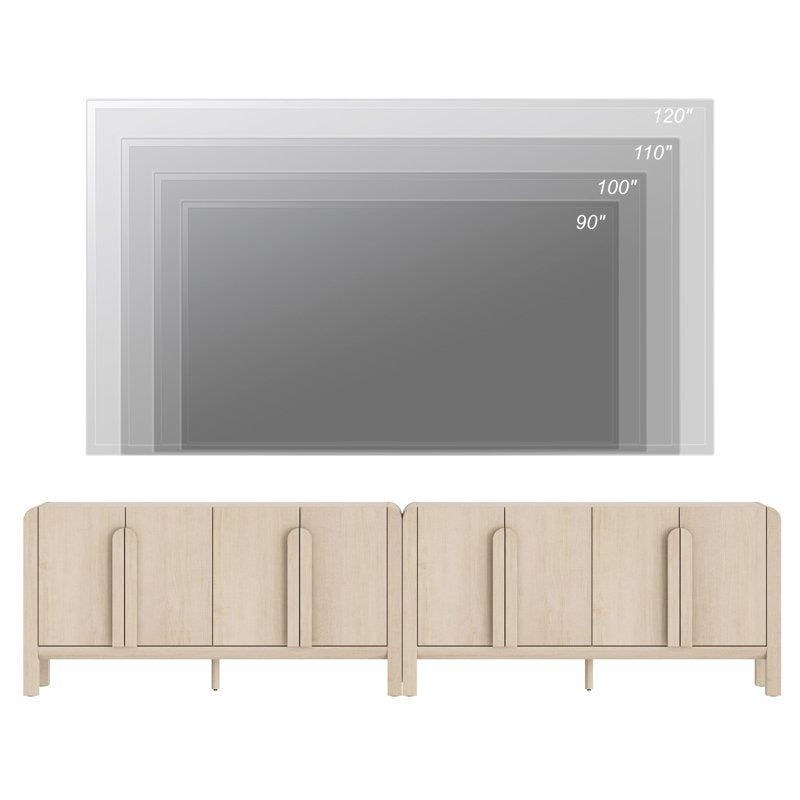 126" Modern Accent Cabinet with 8 Doors & Adjustable Shelves - Beige, 2 Pack