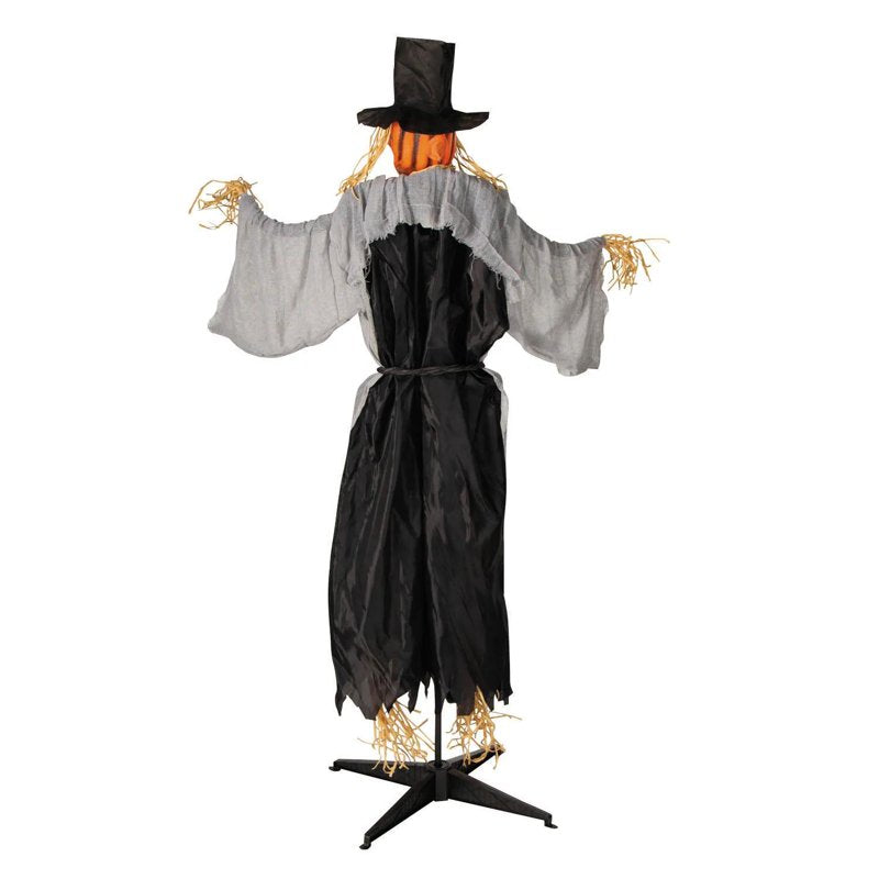 Animated Head-Turning Pumpkin Scarecrow Halloween Decoration - 5 Ft. 8"