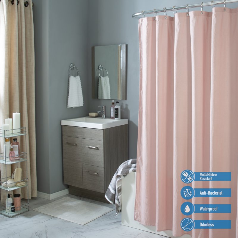 Microfiber Shower Curtain Liner with Magnetic Hem - HGrey Variation