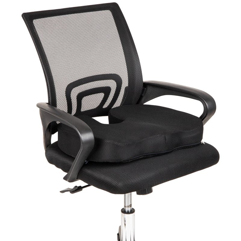 Memory Foam Seat Cushion with Air-Cloud Technology - Black