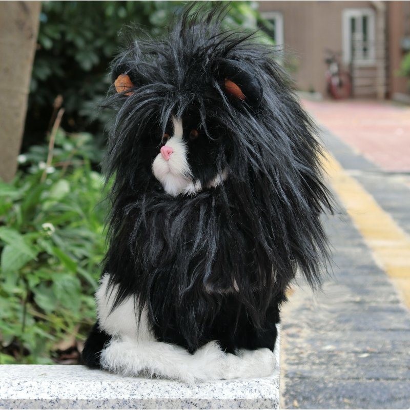 Lion Mane Wig for Cats - Black, Size S, Realistic Pet Costume for Halloween & Christmas