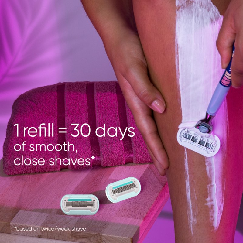 5-Blade Women's Razor Refills, Extra Smooth Shave with Vitamin E - 4 Count