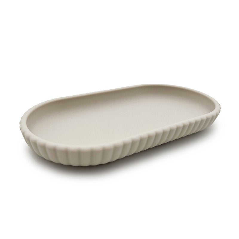 Mainstays Rubberized Plastic Ribbed Bathroom Accessory Tray - Single, Beige