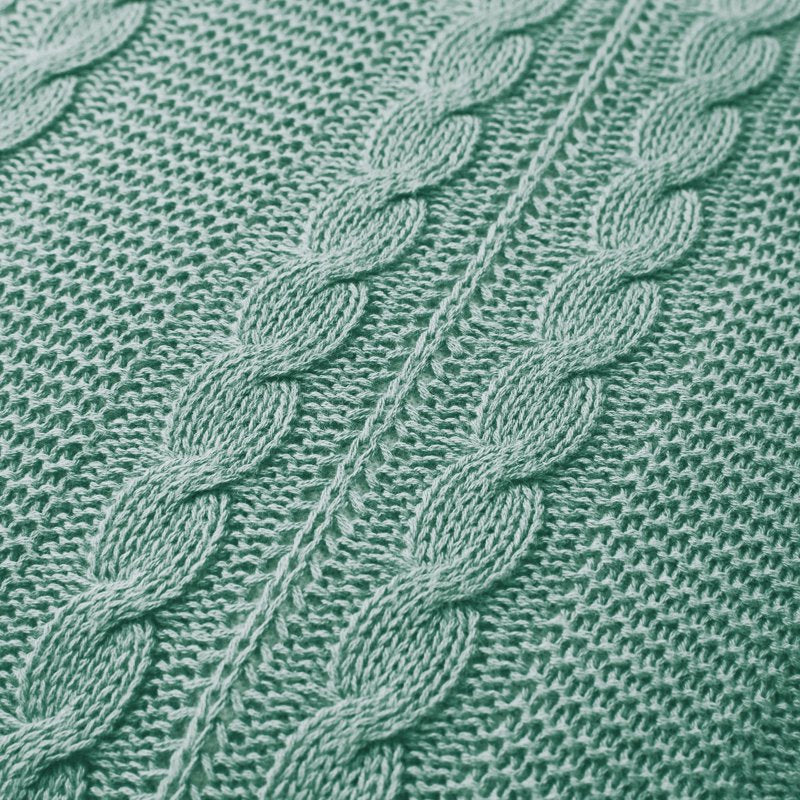 Blue Cable Knit Cotton Decorative Pillow 18x18 Inch Home Accent Cushion - VCNY Home Dublin
