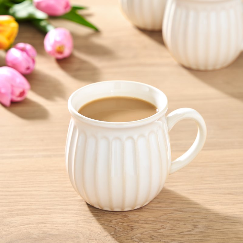 12 oz Stoneware Mugs Set of 4 - Cream Color