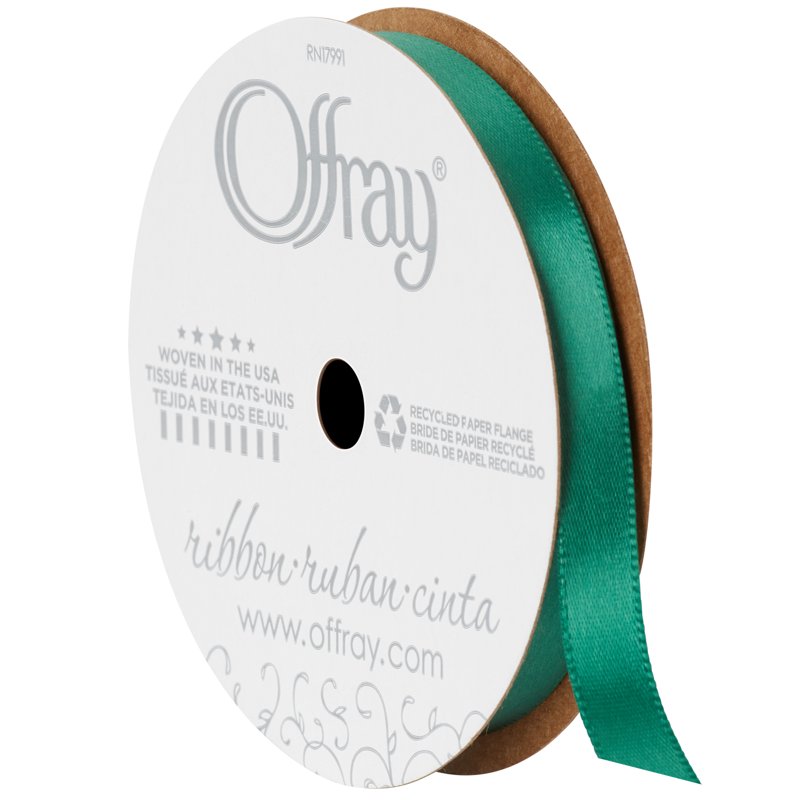 (4 Pack) Satin Ribbon - Forest Green 3/8 Inch Wide 18 Feet Per Roll - Offray Craft & Decoration