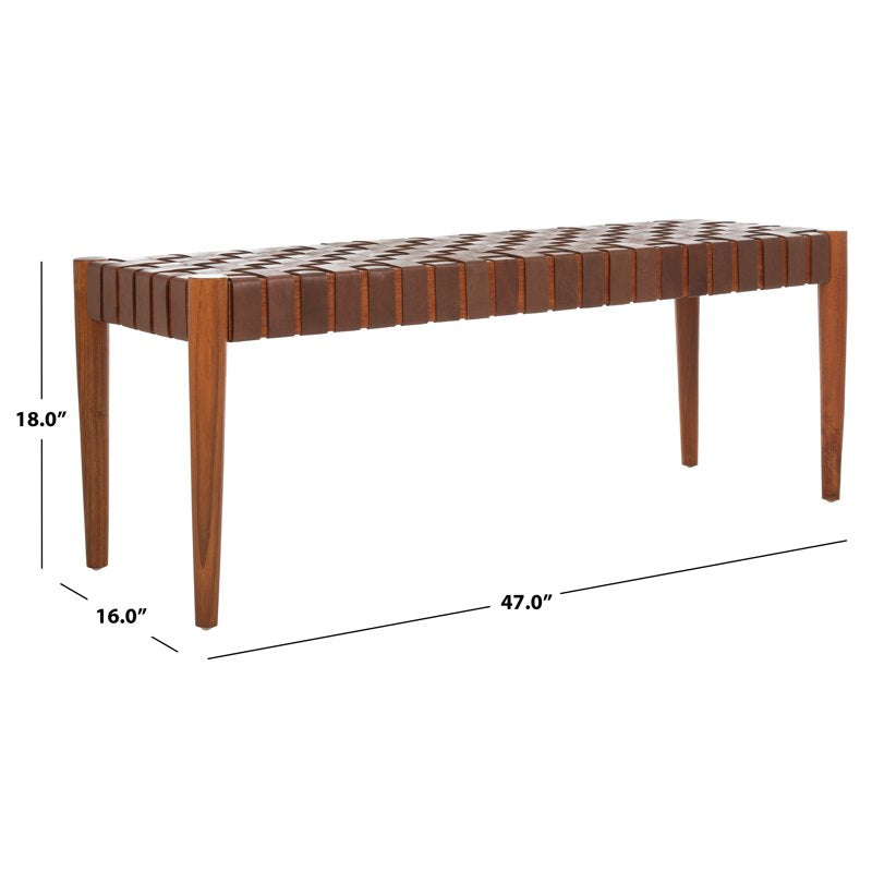 Contemporary Glam Leather Weave Bench - Multiple Colors