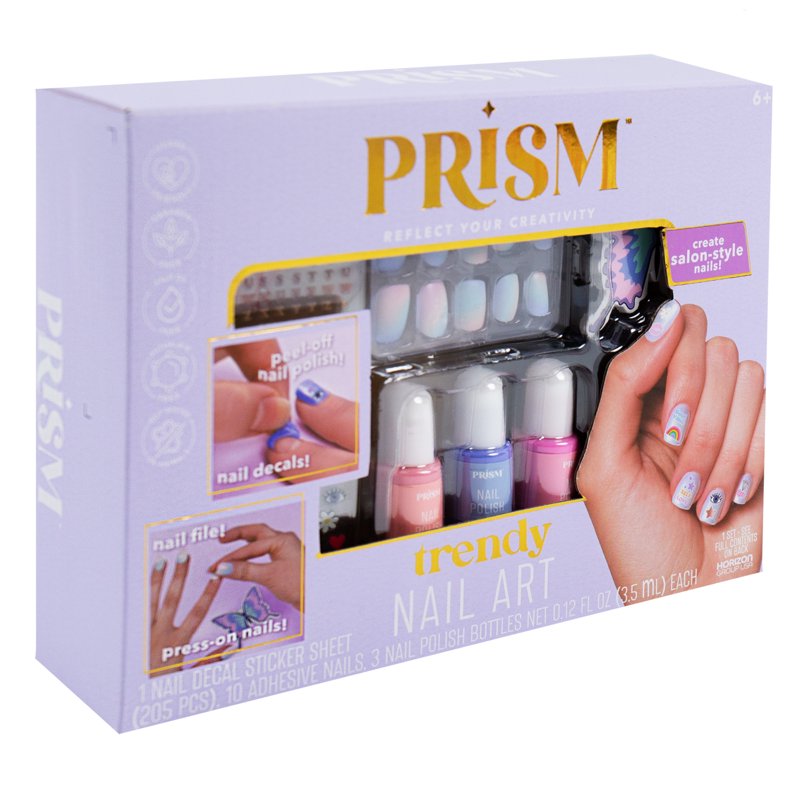 Kids Trendy Nail Art Kit with Peel-Off Polish, Press-Ons & 200+ Decals
