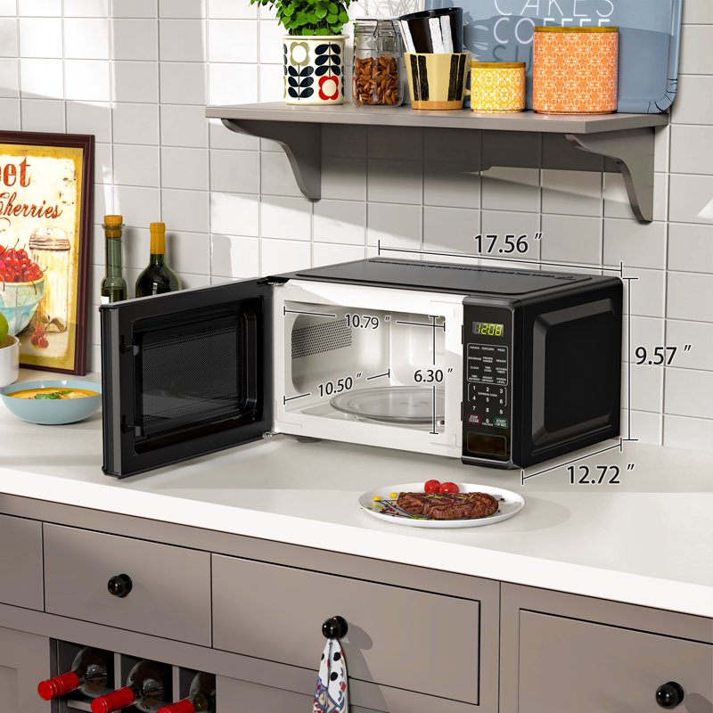 Compact 0.7 cu ft Countertop Microwave Oven - Black