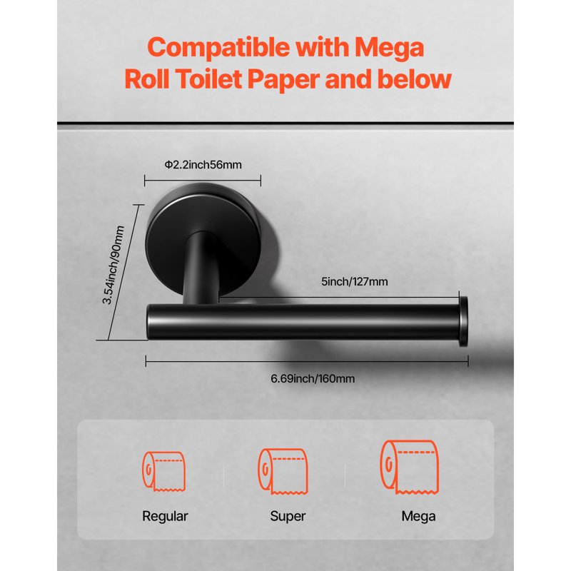 Stainless Steel Toilet Paper Holder for Large Rolls Wall Mount Bathroom Dispenser