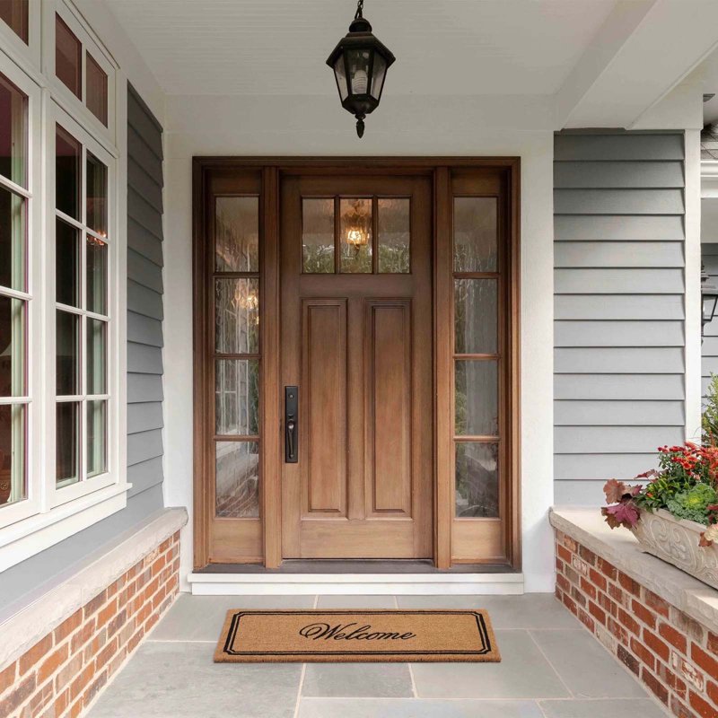 17.7 x 47.2 Inch Coir Doormat with Welcome Script & Double Border Non-Slip Entry Rug