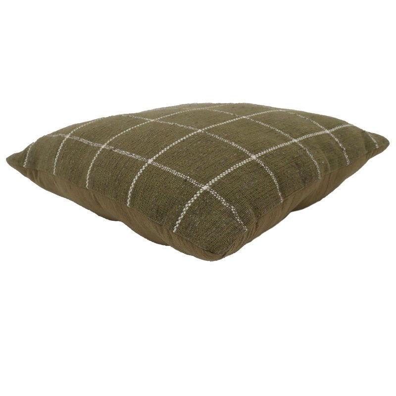 Olive Windowpane Throw Pillow 18x18 Decorative Cushion for Home