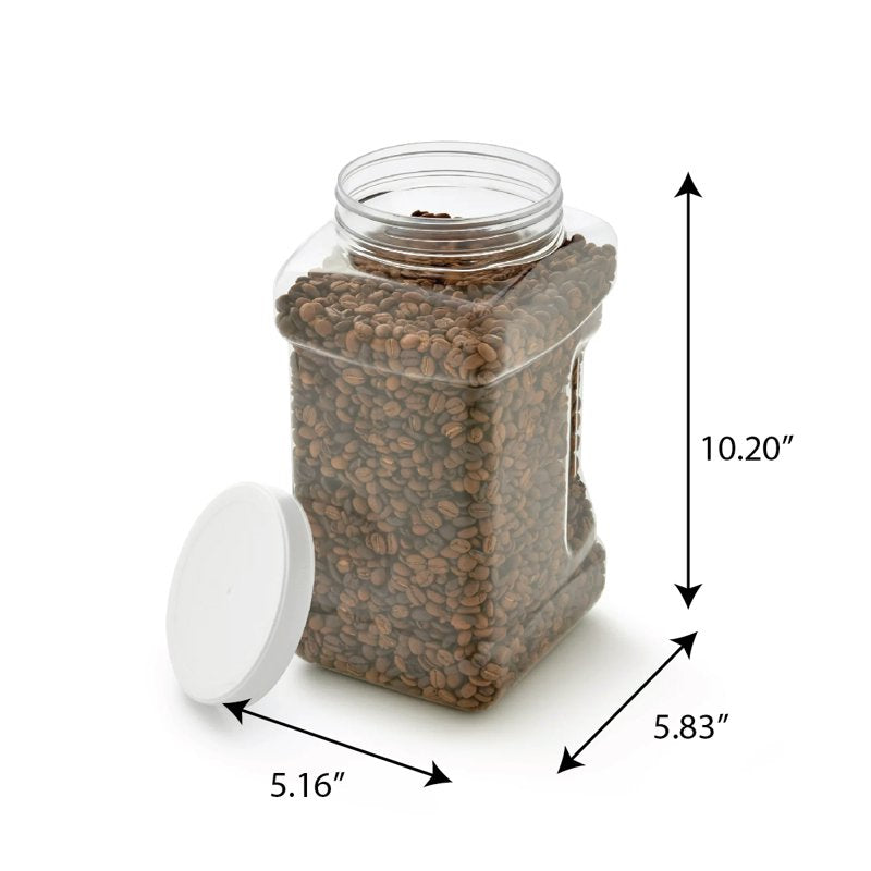 4-Quart Clear Plastic Canister with White Twist-Top Lid - 1 Each