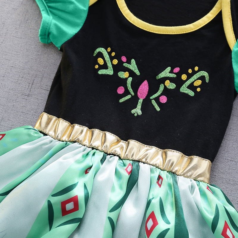 Black and Green Baby Girl Princess Dress Up Romper with Tutu & Headband - 6-9 Months