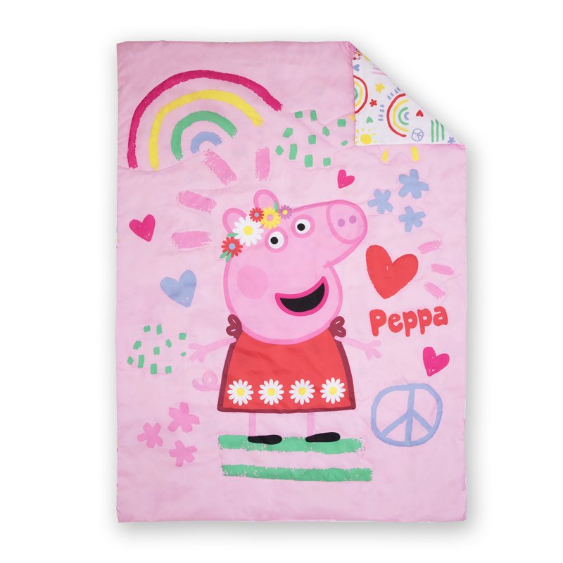 Toddler Bedding Set with Plush Blanket - Peppa Pig Reversible Comforter & Sheets