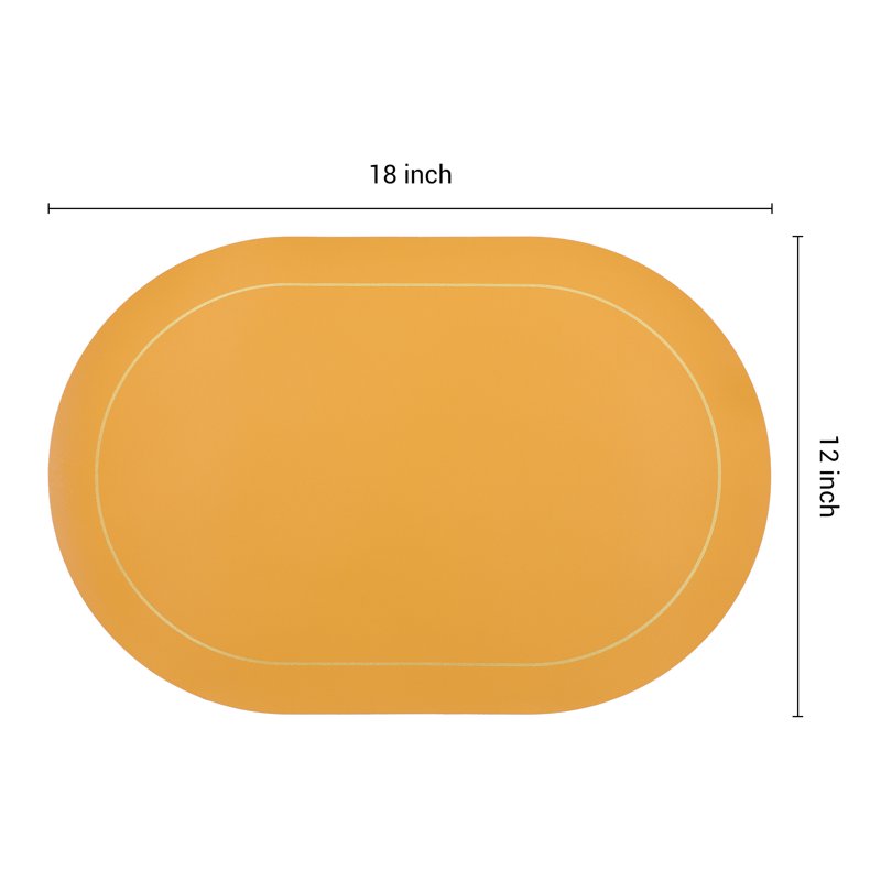 Faux Leather Placemats Set - Washable Table Mats 6pk Red & Yellow