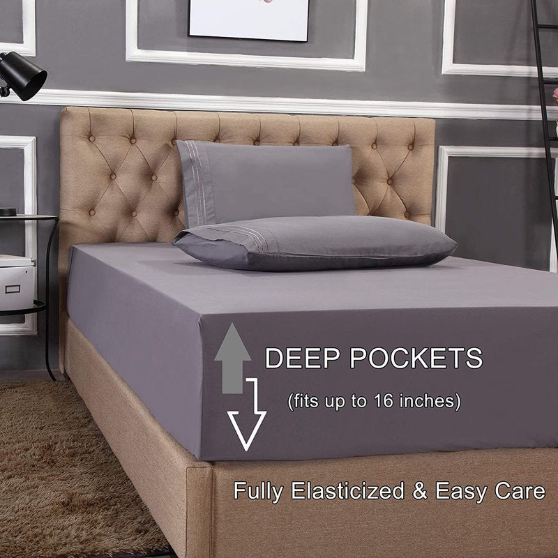California King Bed Sheets Set - 4 Piece Microfiber Bedding - Orange - Elegant Comfort