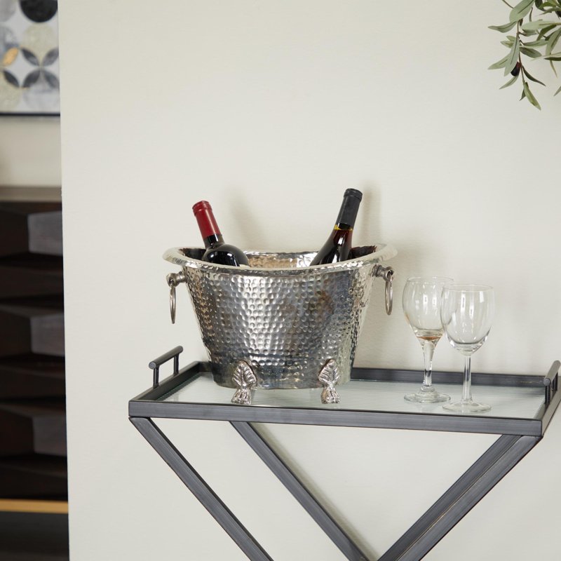 Oval Aluminum Metal Ice Bucket for 6 Bottles - 13.90" x 10.50" x 9.15"
