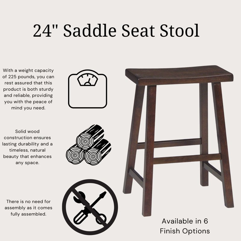 Wood Counter Height Stool - 24-Inch, Walnut Finish