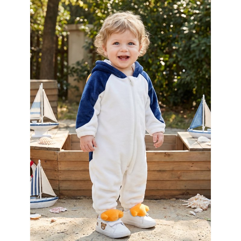 Toddler Baby Penguin Costume for 6-9 Months Blue White Plush Jumpsuit Halloween Outfit Variation of THIS listing