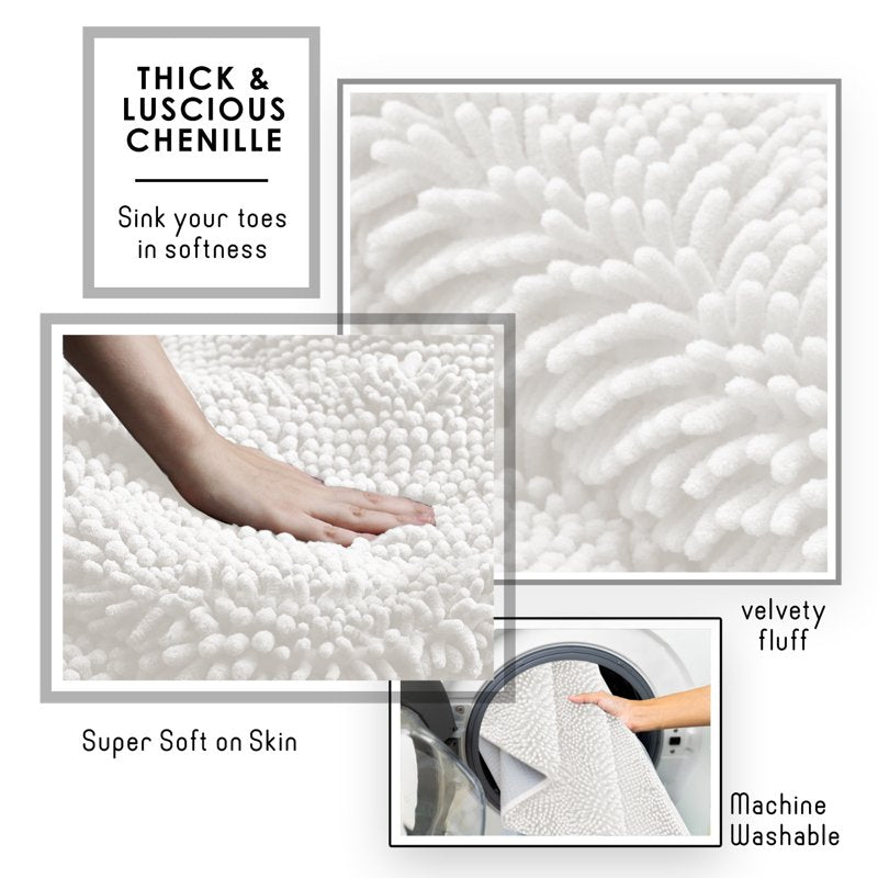 Lammaloe Chenille Bathroom Rug Non Slip Bath Mat 17x24 Beige Absorbent