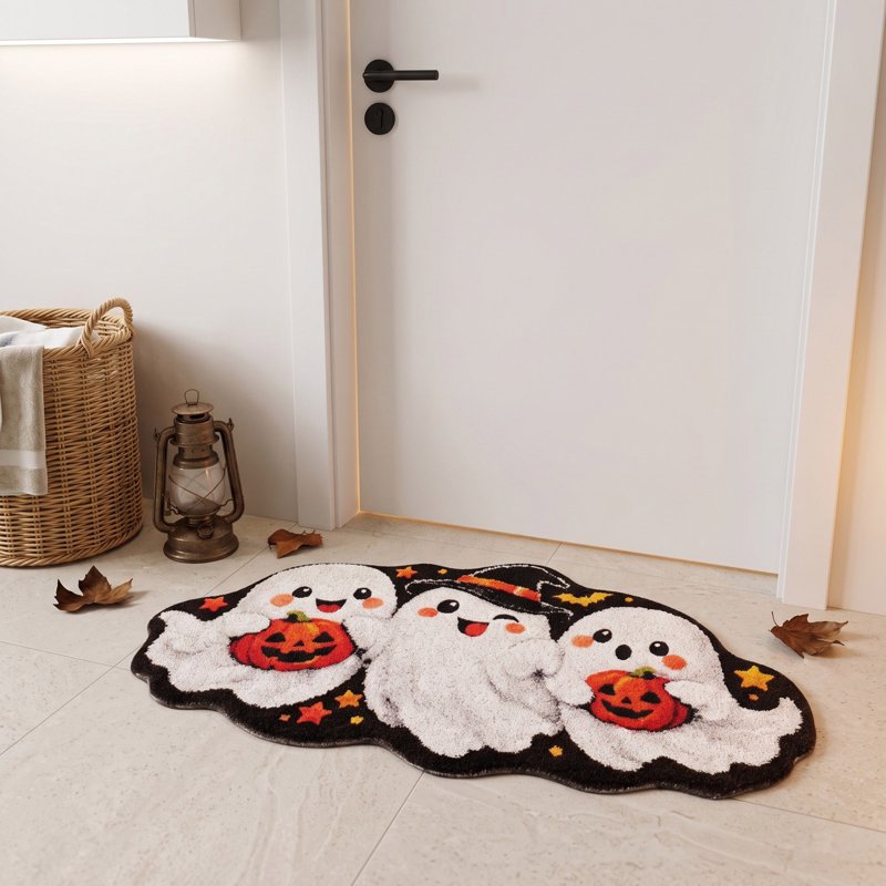 Halloween Door Mat Ghost and Pumpkin Trio Welcome Indoor Rug - 23.62x15.75in - Variation of 57_Ghost Pumpkin Bath Mat BE