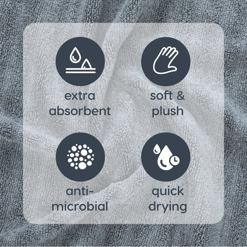 Cotton-Rich Quick Dry Bath Sheet - Grey, 30 x 62 Inches - Mainstays Performance - Variation of Grey Bath Sheet