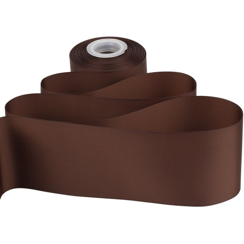 Grosgrain Ribbon 4 Inch x 25 Yards - Solid Brown Craft Ribbon for Hair Bows & Gift Wrapping - Premium Polyester - Variation: Brown