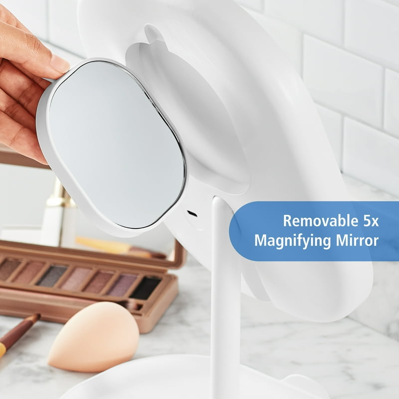 LED Makeup Mirror with Rechargeable Lights & Storage Tray