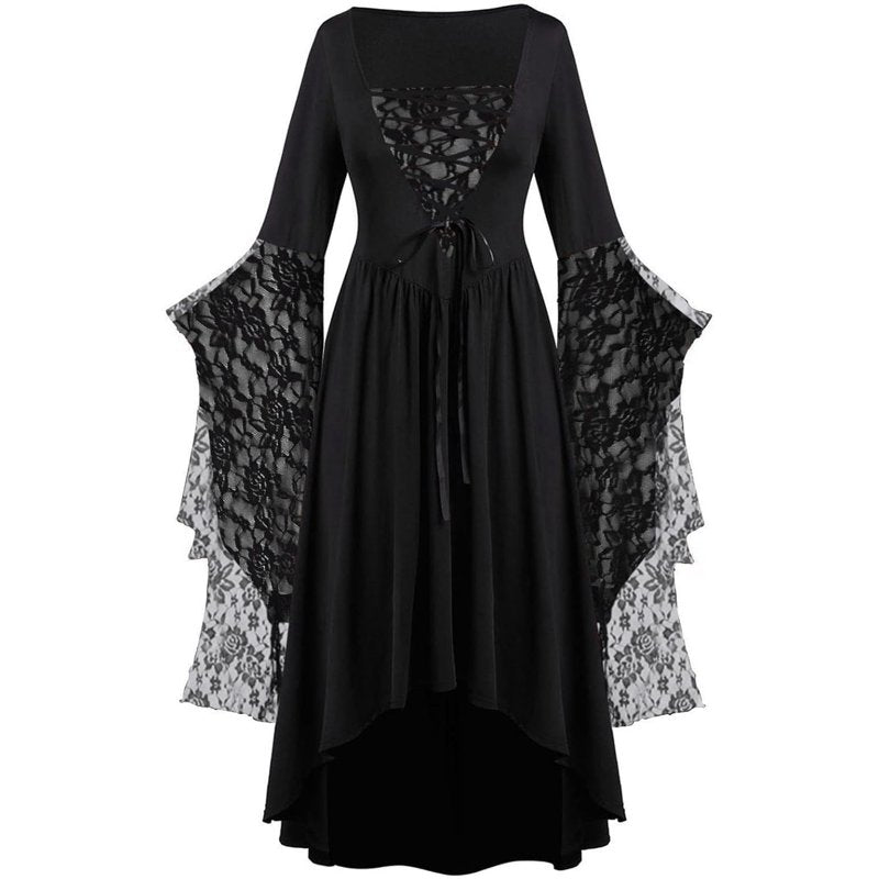 Women Halloween Witch Vampire Costume Black 5XL Plus Size Cosplay Dress