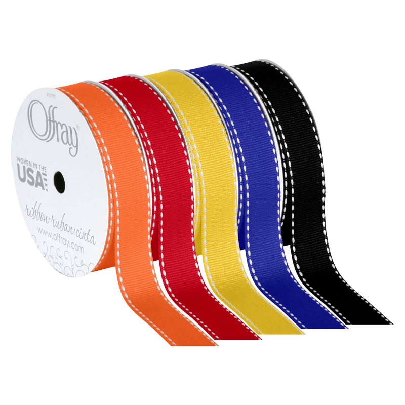 (2 Pack) Lemon Yellow Grosgrain Ribbon 5/8 Inch for Sewing & Crafts - 9 Feet Each