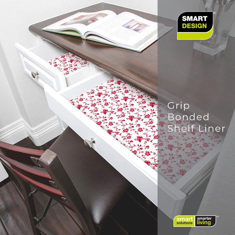 Bonded Grip Shelf Liner - 12 Inch x 10 Feet, Wisteria Red