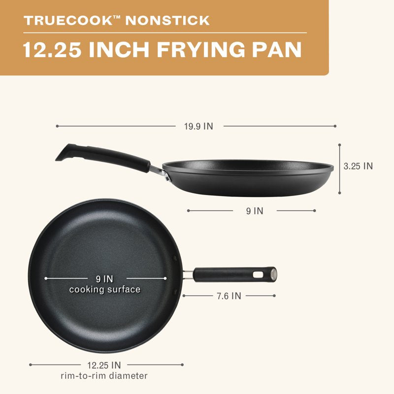 12.25-Inch Nonstick Frying Pan - TrueCook Black Skillet