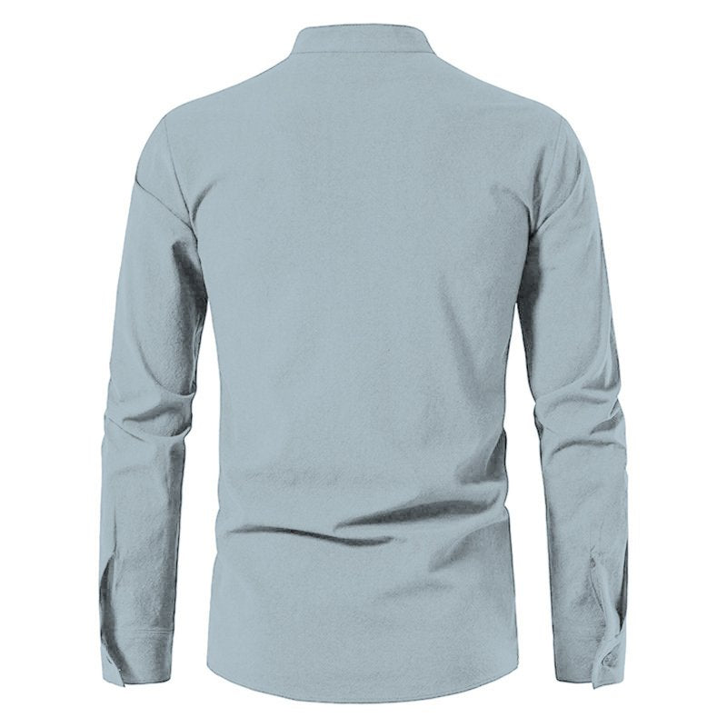 Men's Renaissance Pirate Viking Costume Shirt Light Blue L - Long Sleeve Gothic Steampunk