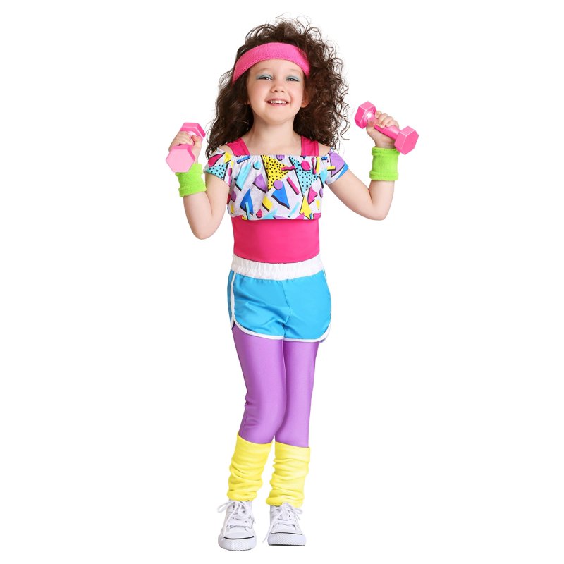 Toddler Girl Work It Out 80s Costume - 18 Months Neon Retro Dress Set