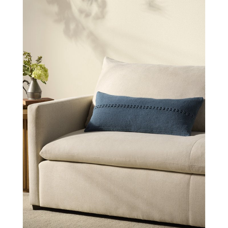 Blue Decorative Pillow 12x27 Lumbar Cushion for Living Room & Bedroom