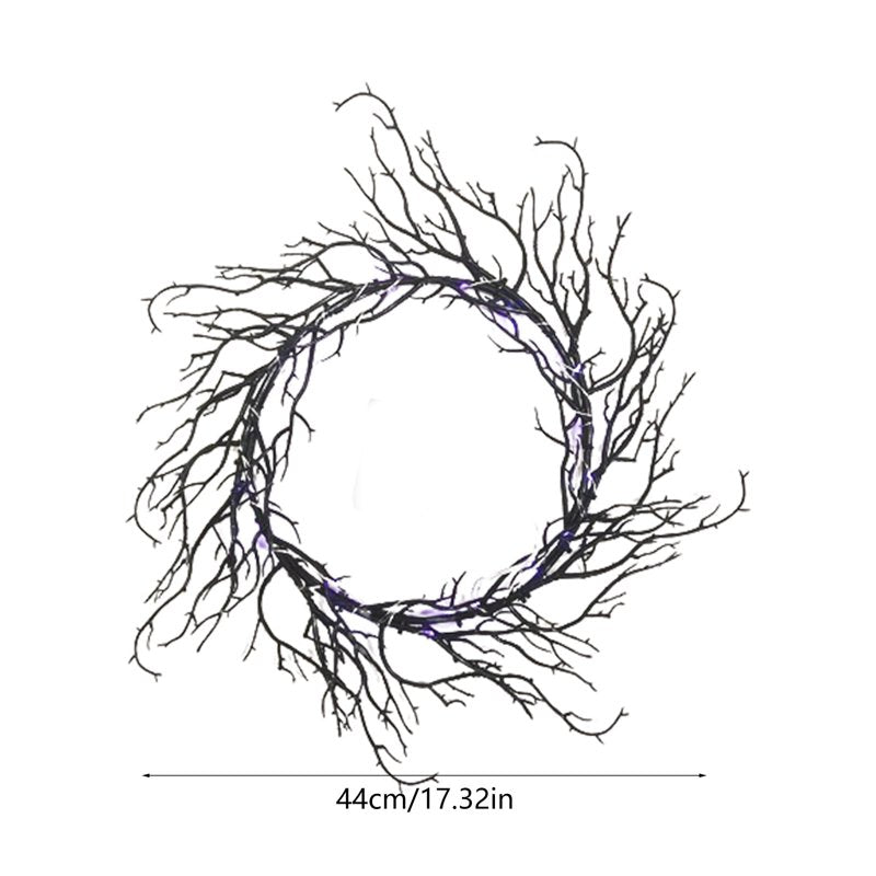 Halloween Wreath with Lights - Indoor Outdoor Front Door Decor - Variation A