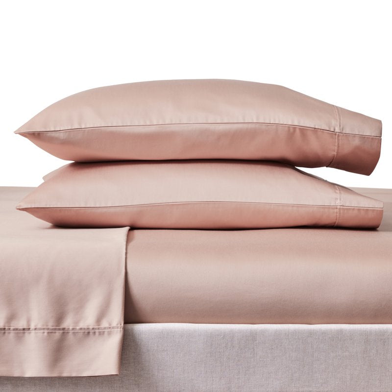 King Cotton Sateen Bed Sheet Set - 300 Thread Count Antique Blush