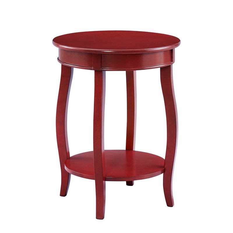 Round Accent End Table with Shelf - Multiple Colors