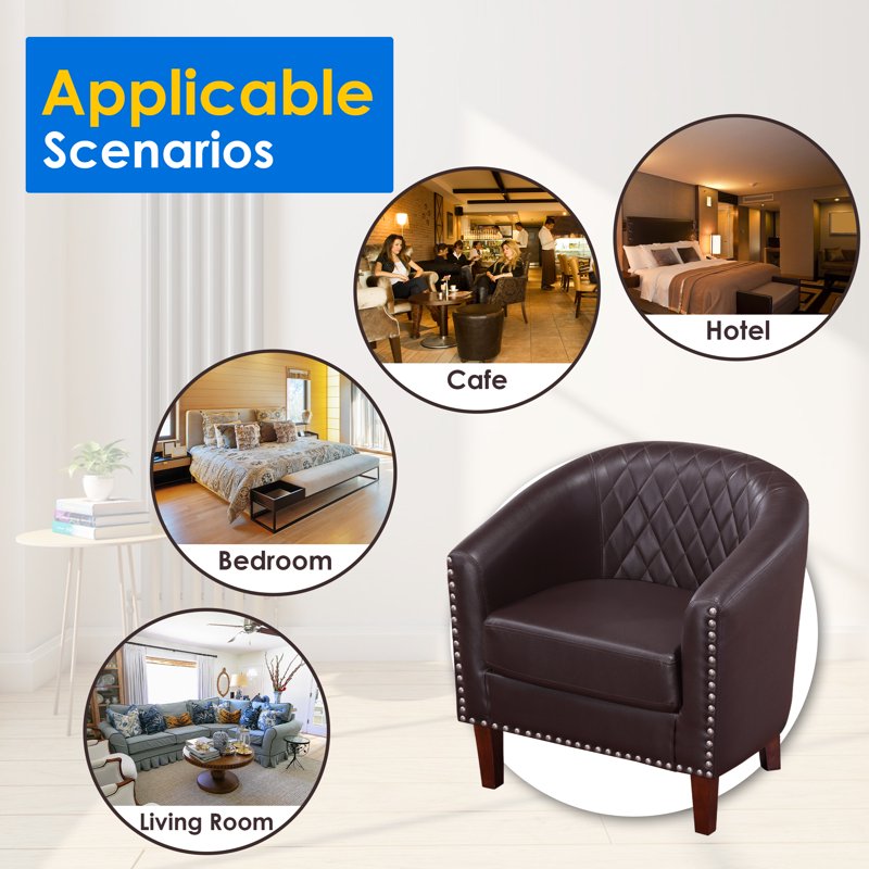 Cozy Faux Leather Barrel Accent Chair Set of 2 - Multiple Colors