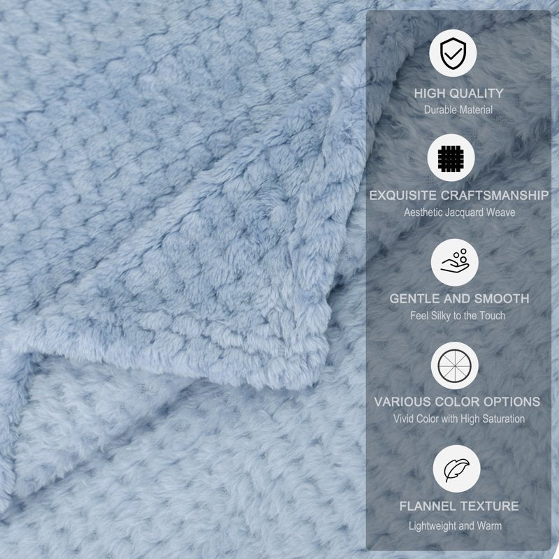 Flannel Fleece Velvet Blanket - 60x78 Inches Smoked Blue