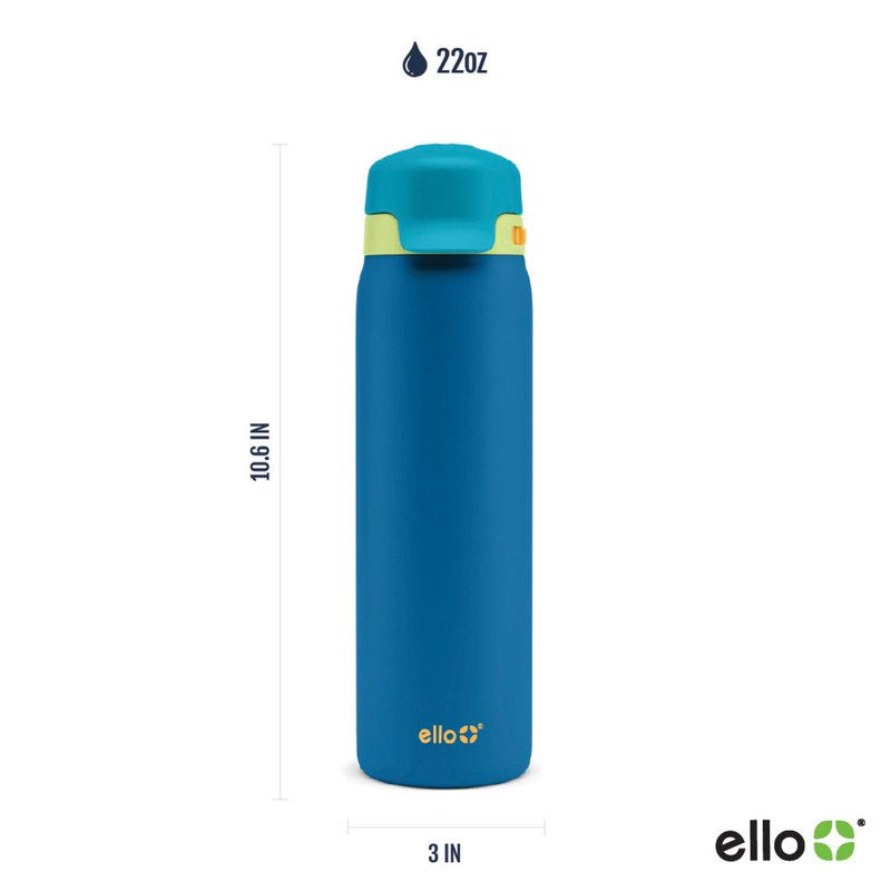 22 oz Stainless Steel Water Bottle with QuickFill Lid - Teal Tricolor