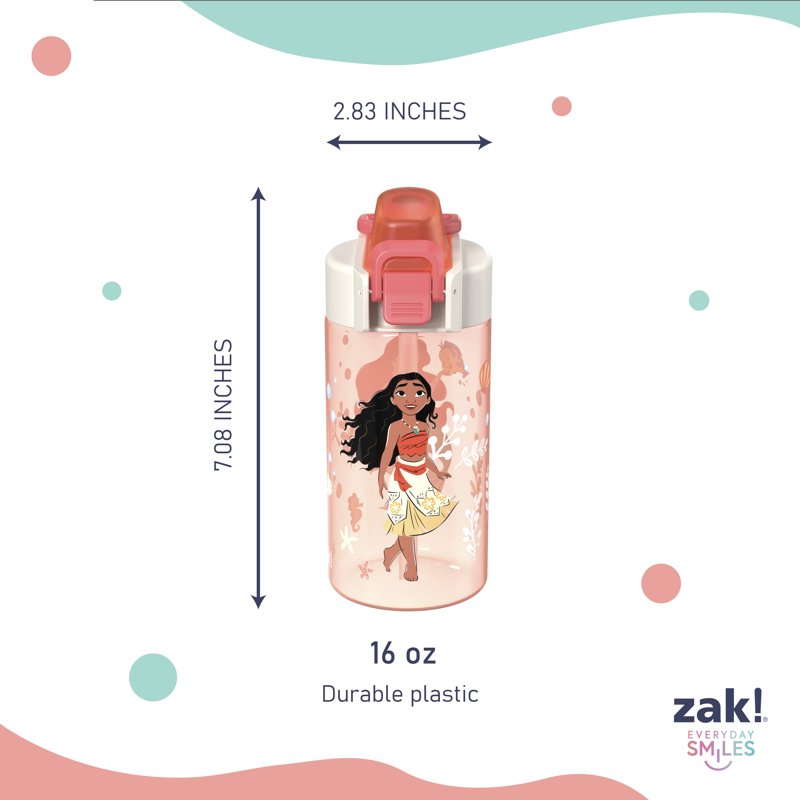 16oz Princess Pink Water Bottle with Leak-Proof Lid