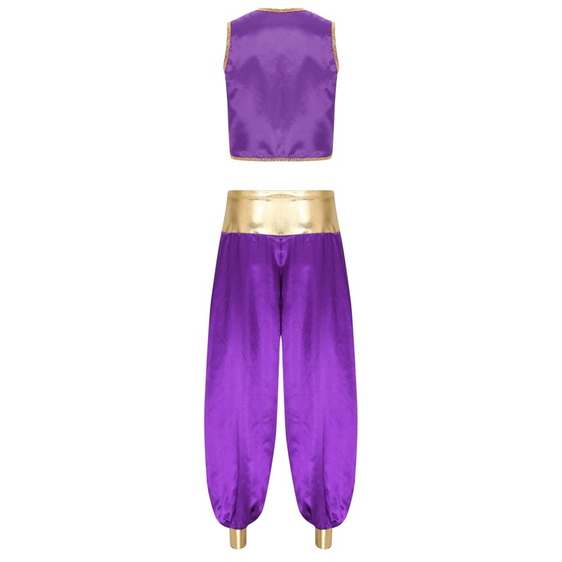 Men's Arabian Prince Costume Vest & Pants Set - Dark Purple XXL