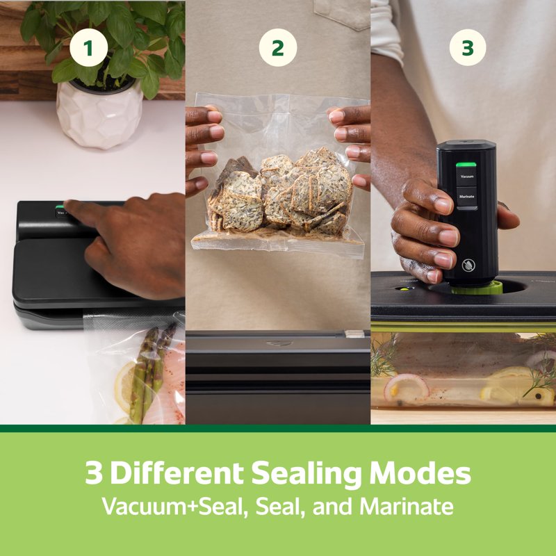 2-in-1 Vacuum Sealing System - Handheld & Countertop, Matte Black