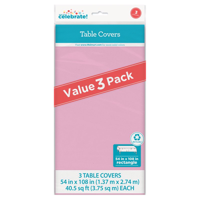Light Pink Rectangular Plastic Table Covers - 4 Pack, 54" x 108"
