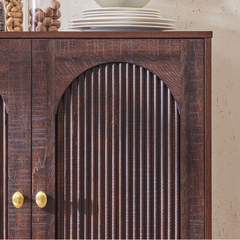 Wooden Buffet Cabinet with Adjustable Shelf - Brown