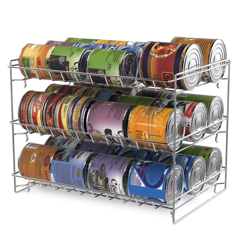 3-Tier Can Organizer Rack for Kitchen Pantry - Chrome