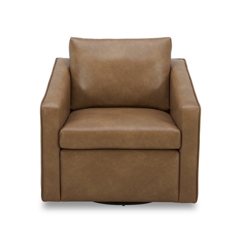 Steele Swivel Accent Chair - Faux Leather Upholstery, 360-Degree Base